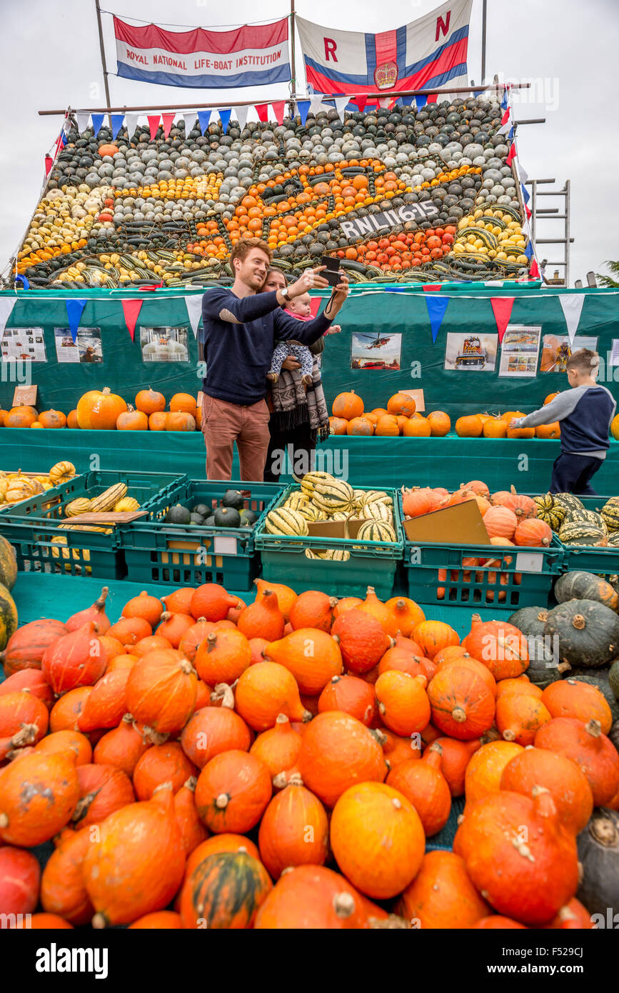 La citrouille d'automne annuel affichage à Robin Upton's farm à Sutton, près de Arundel, Sussex de l'Ouest. Banque D'Images