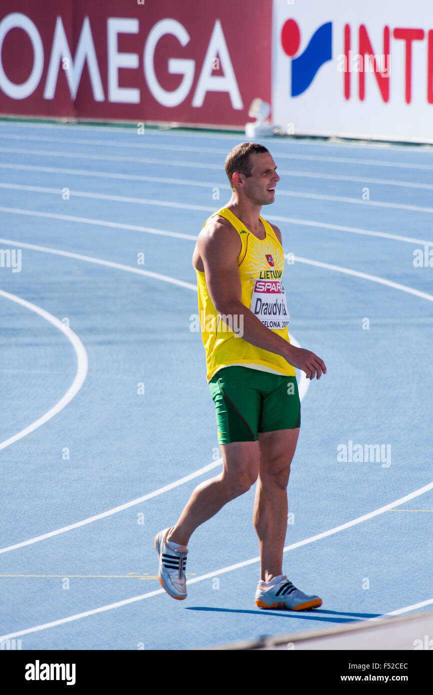 La Lituanie est Darius Draudvila,men's decathlon au Championnats d'Europe d'athlétisme Barcelone Banque D'Images