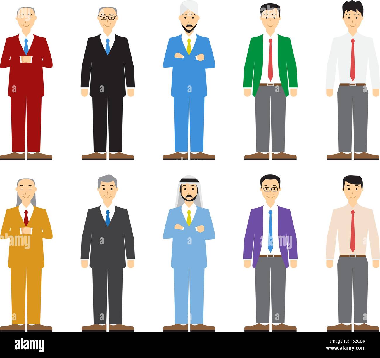 Ensemble de vieux et jeune homme d'affaires dans la télévision, vecteur de style Illustration de Vecteur