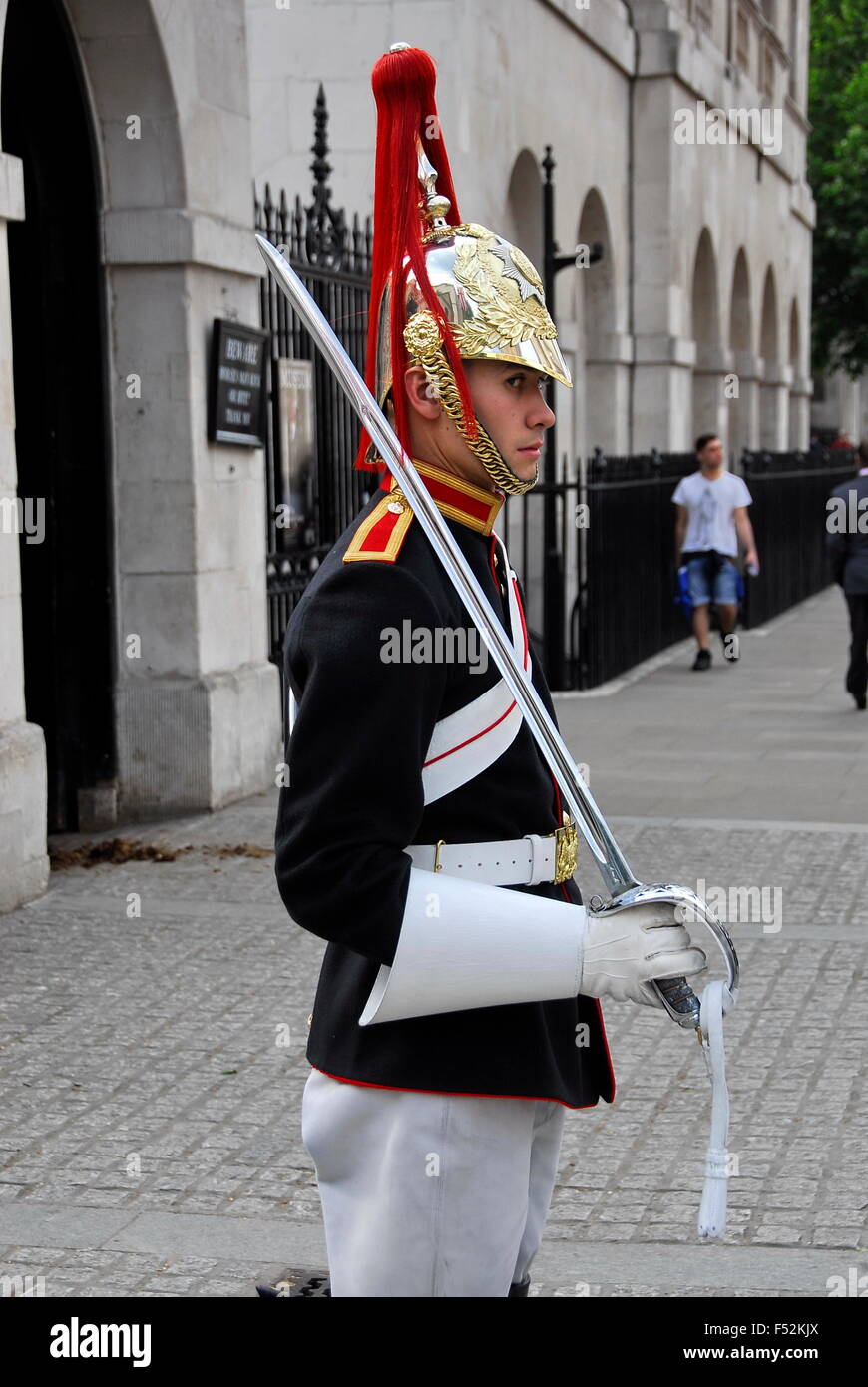 Royal Horse Guard sur service de sentinelle à Londres, Angleterre, RU Banque D'Images
