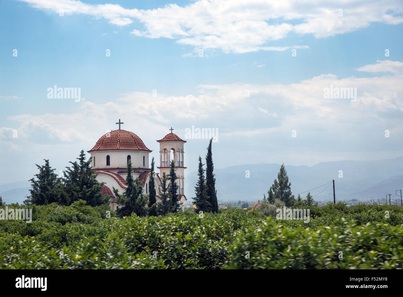 Eglise grecque orthodoxe sur le Péloponnèse, Grèce Banque D'Images