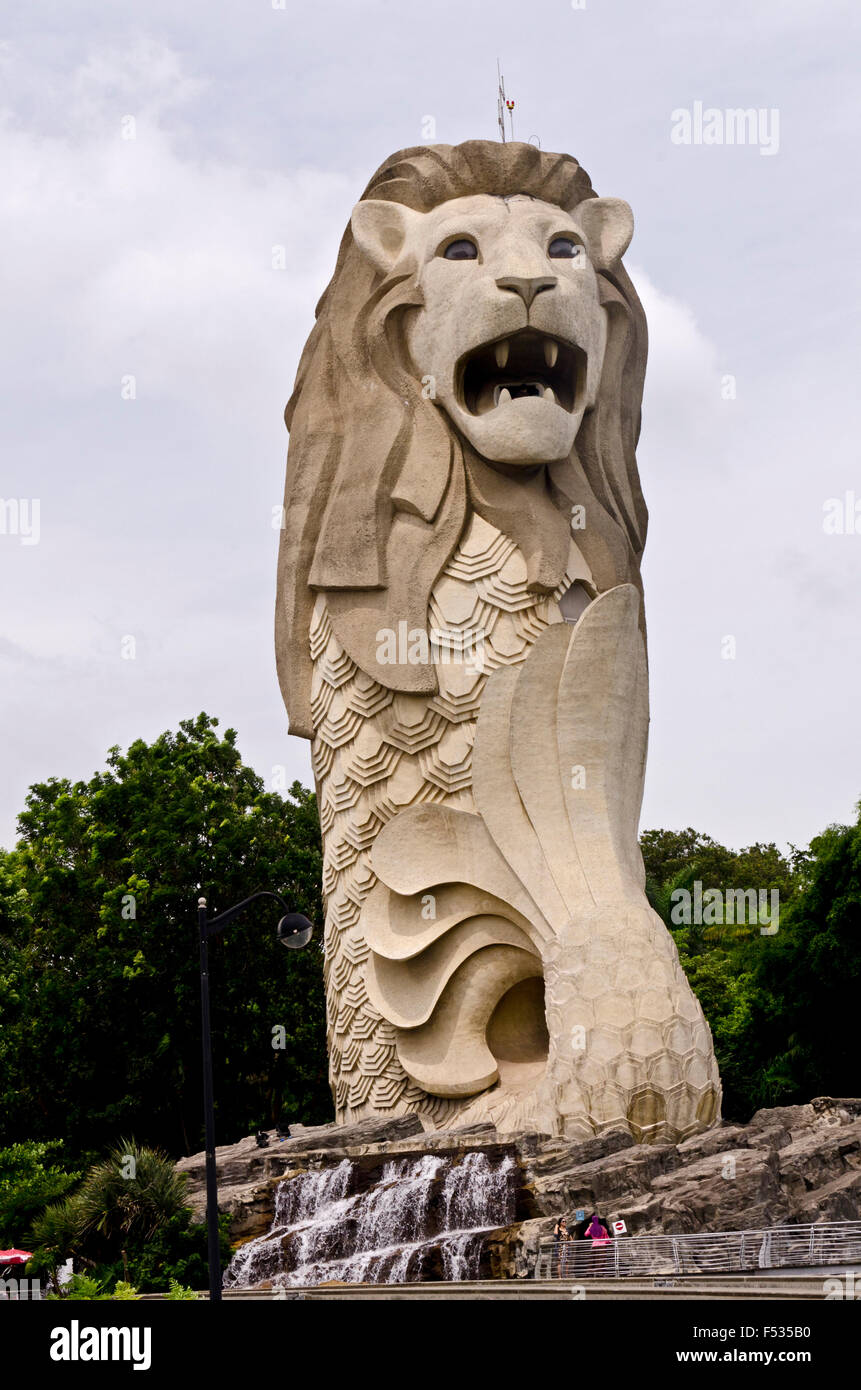 Singapour, Merlion-Statue sur Sentosa Banque D'Images