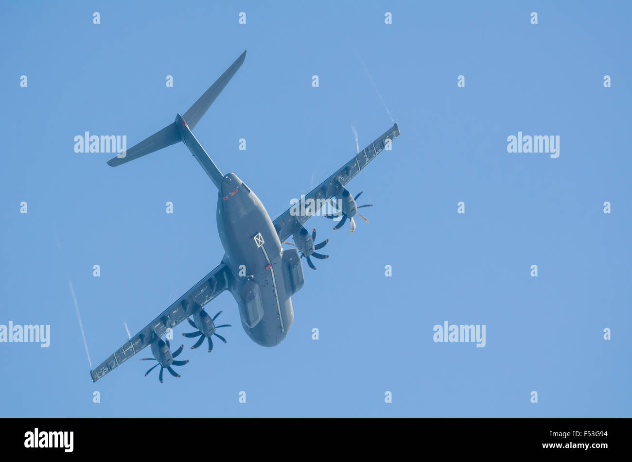 SAN JAVIER, Espagne, 18 octobre 2015 : col de l'Airbus A400M à l'avion de air show célébrant la Patulla Aguila 30e Banque D'Images