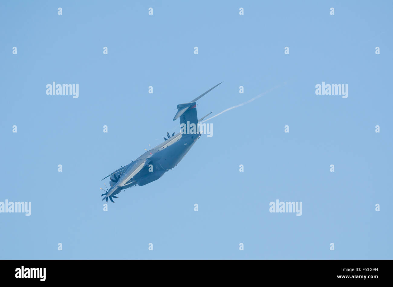 SAN JAVIER, Espagne, 18 octobre 2015 : col de l'Airbus A400M à l'avion de air show célébrant la Patulla Aguila 30e Banque D'Images