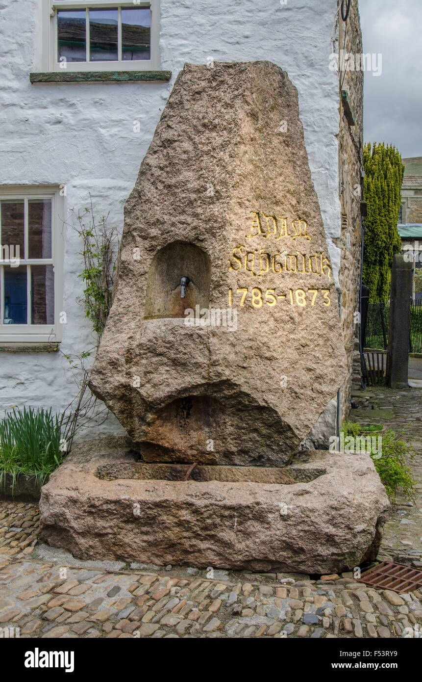 Adam Sedgwick Memorial Fountain dans Dent Cumbria village Banque D'Images