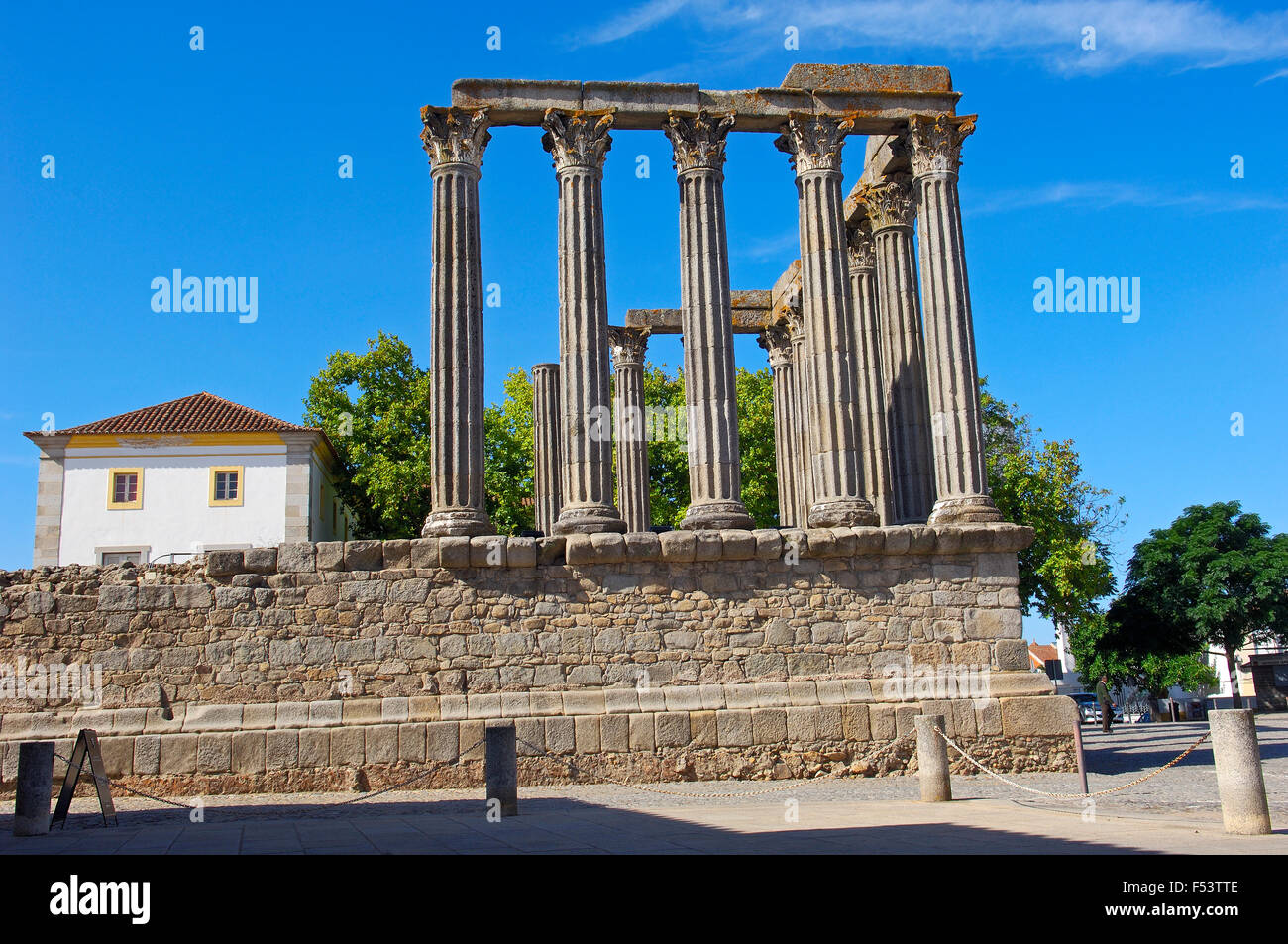 Ruines du temple romain de Diane, Evora, l'Alentejo. Portugal Banque D'Images