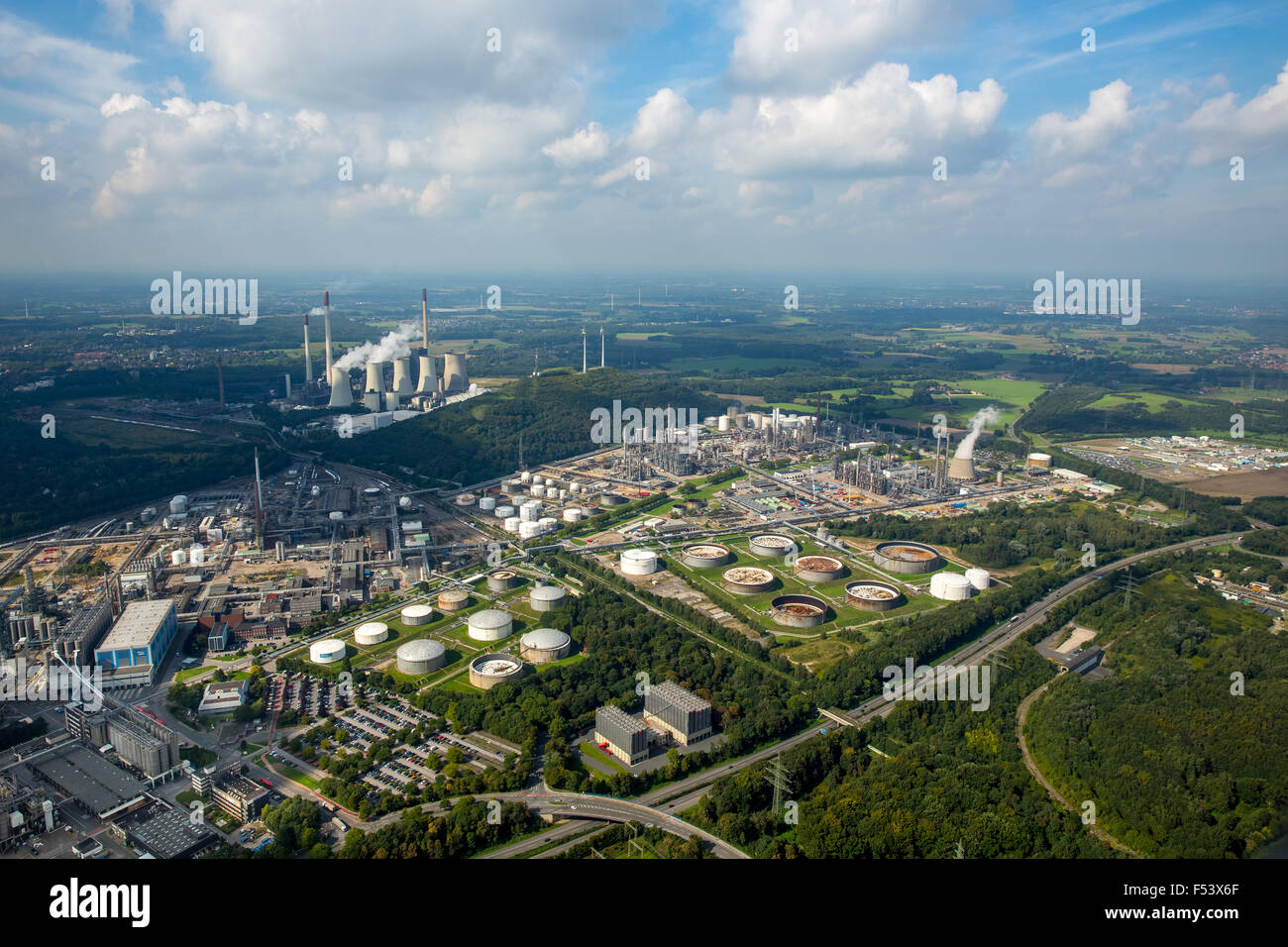 Ruhr Oel GmbH, raffinerie de pétrole, Gelsenkirchen, Ruhr, Rhénanie du Nord-Westphalie, Allemagne Banque D'Images