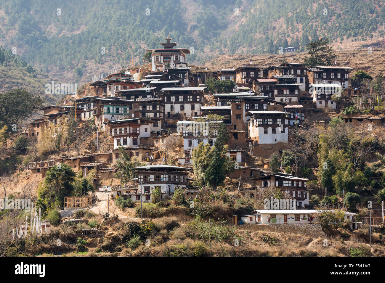 Ancien village de Rinchengang, Wangdue Phodran, Bhoutan Banque D'Images