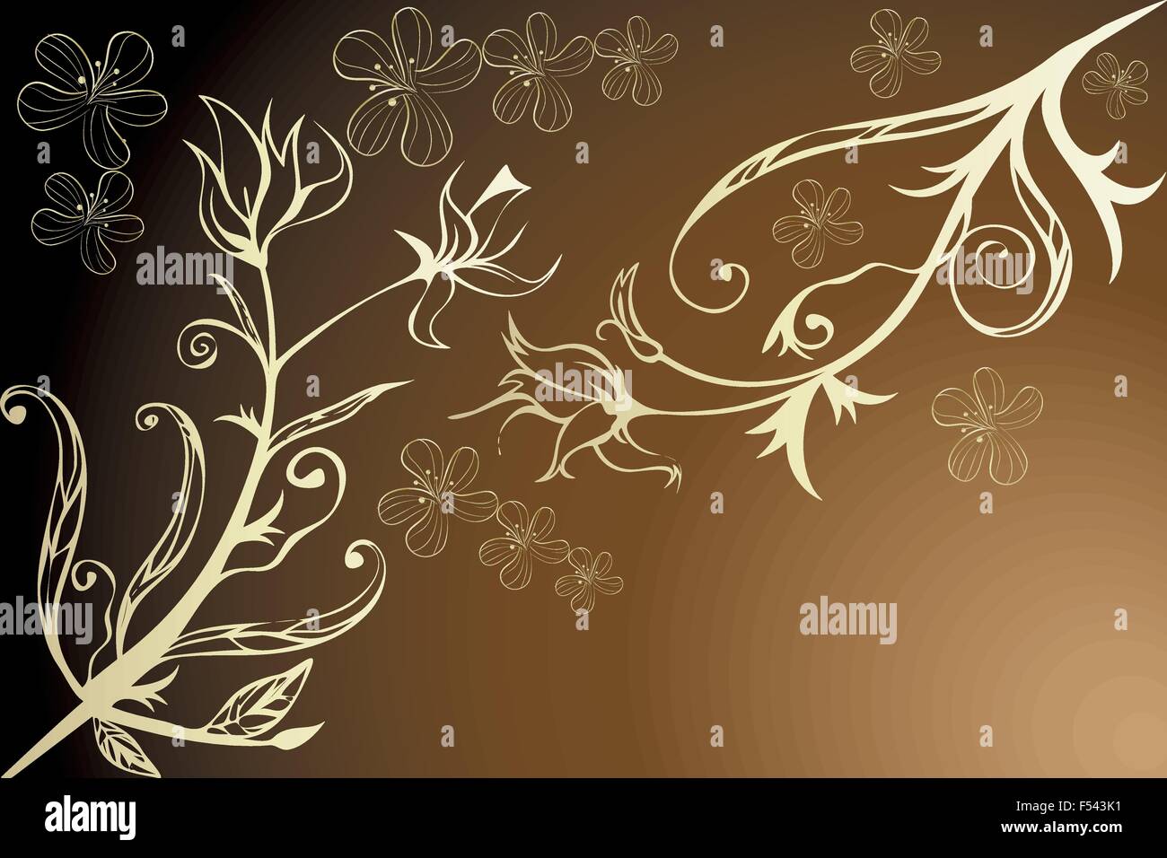 Golden floral design - Illustration avec place pour le texte Illustration de Vecteur