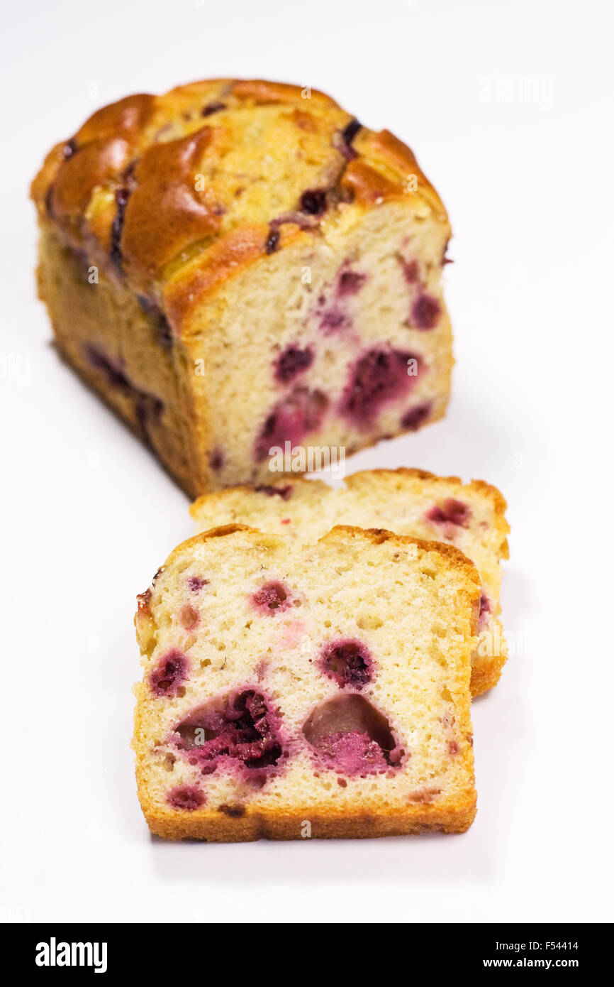La framboise fait maison et pain au citron gâteau. Banque D'Images