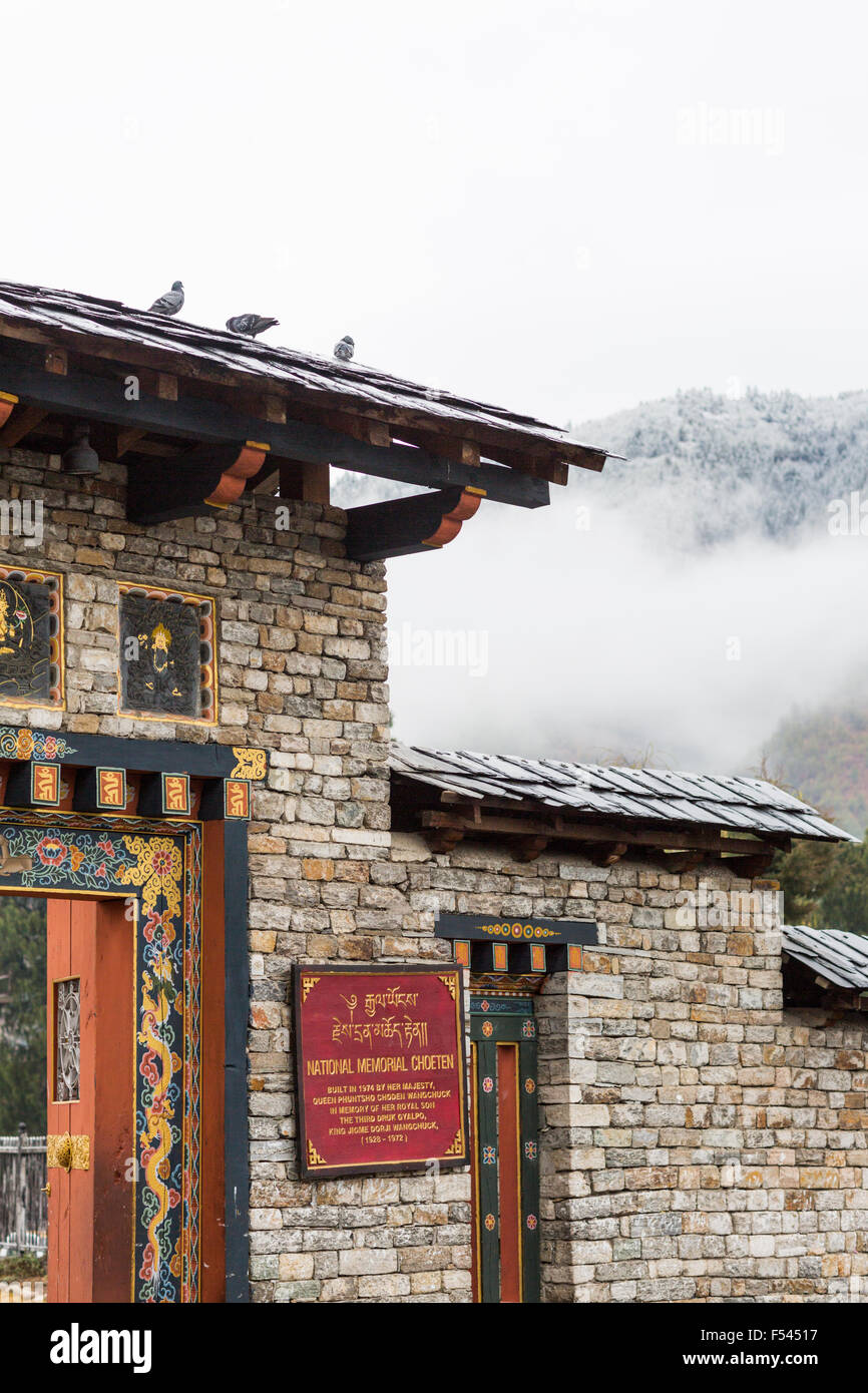 Le National Memorial Chorten à Thimphu, Bhoutan, hiver Banque D'Images