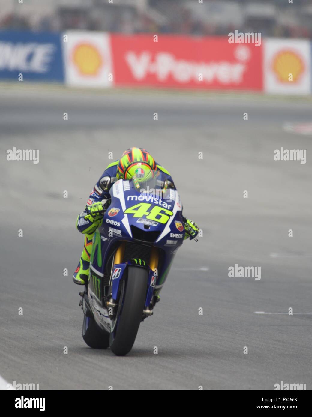 Le circuit de Sepang, en Malaisie. 25 octobre, 2015. Valentino Rossi au cours de la coquille Le Grand Prix moto de Malaisie Banque D'Images