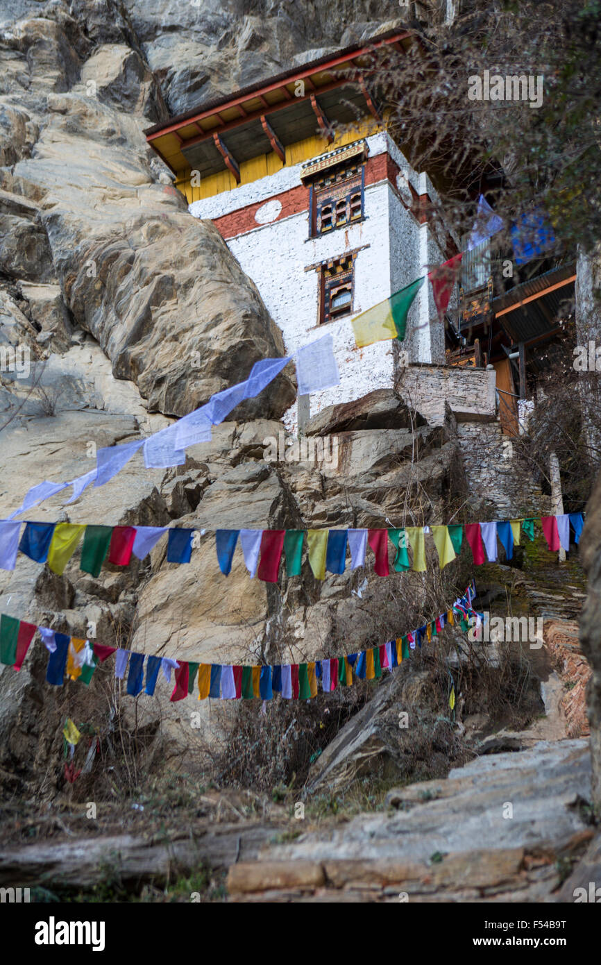 Approche de Tiger's Nest Monastère, Paro, Bhoutan Banque D'Images