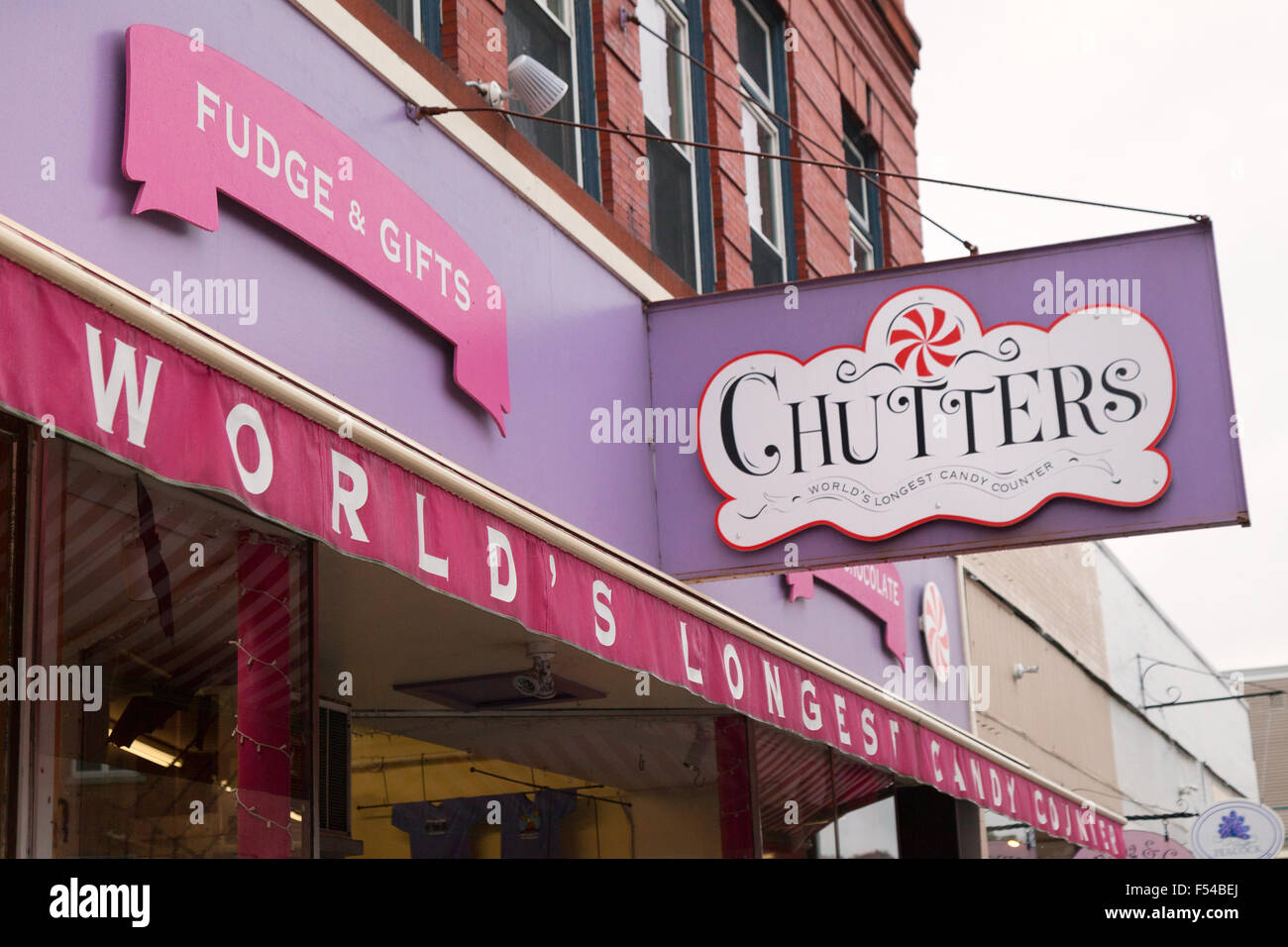 Chutters candy store boutique, accueil de la confiserie la plus longue du monde, Littleton, New Hampshire, USA Banque D'Images