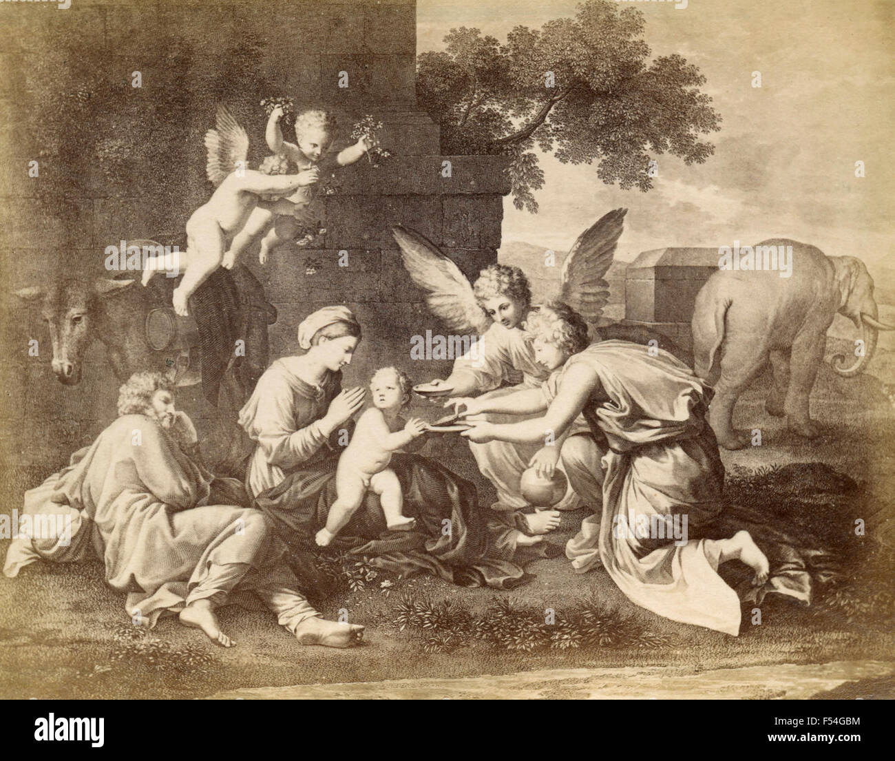Le Repos Pendant La Fuite En Egypte Painting By Louis Antoine Leon Riesener French