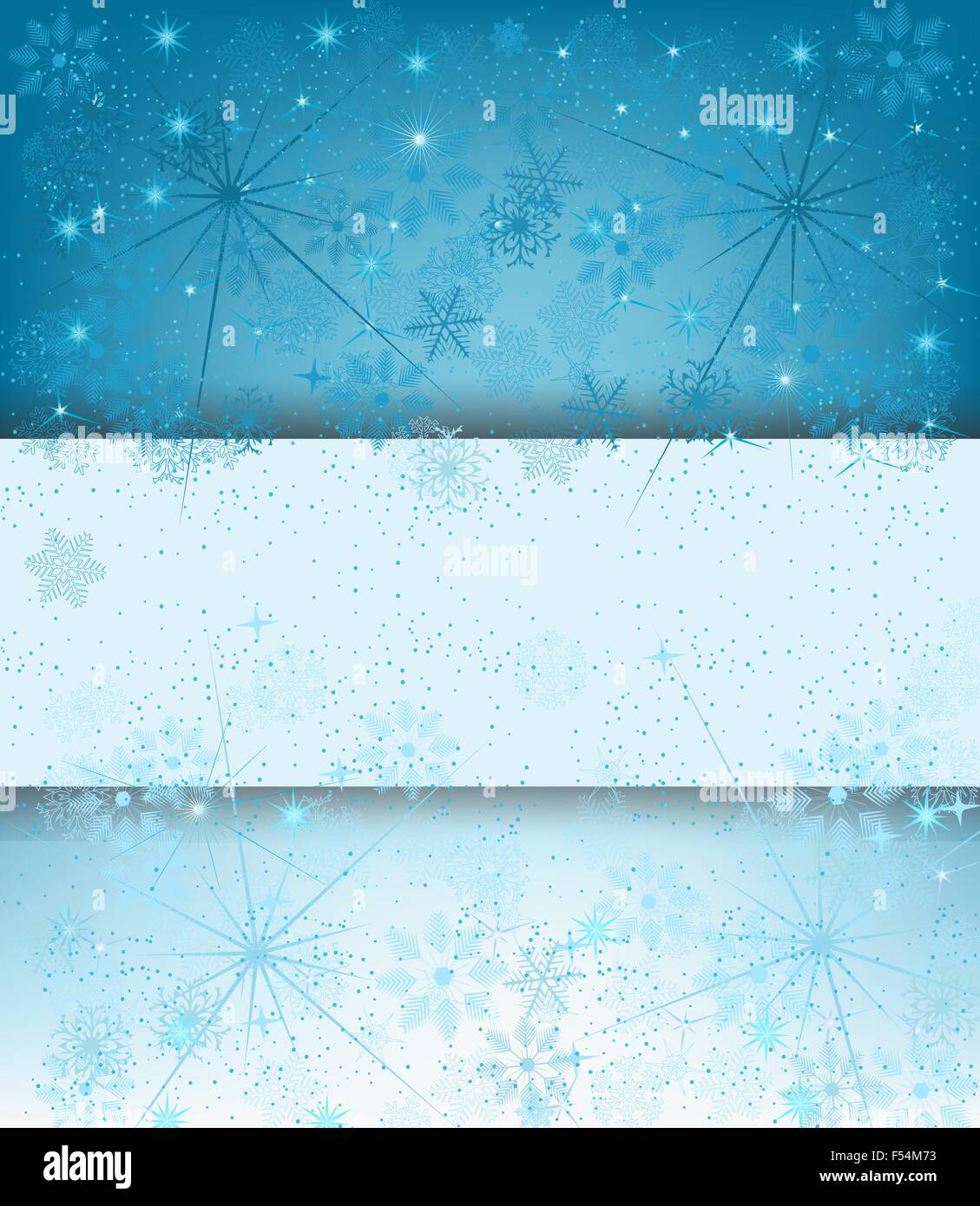 Fond d'hiver avec des flocons de neige et neige avec espace vide dans le centre. Les couleurs froides et vecteur entièrement modifiable. Illustration de Vecteur