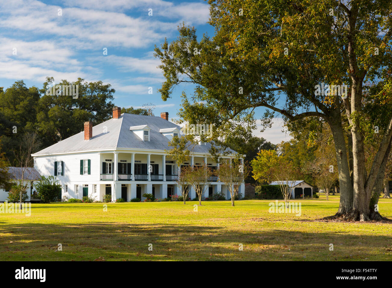 Plantation St Joseph 19e siècle antebellum mansion house au bord du Mississippi à vacherie, Louisiana, USA Banque D'Images