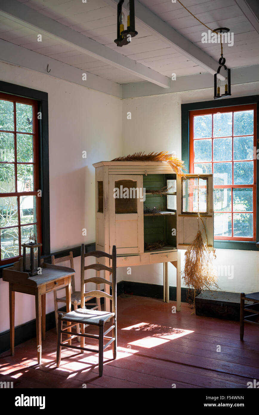 Intérieur à Vermillonville history museum de Cajun (acadienne), créole, les cultures autochtones d'Amérique, Lafayette, Louisiane USA Banque D'Images