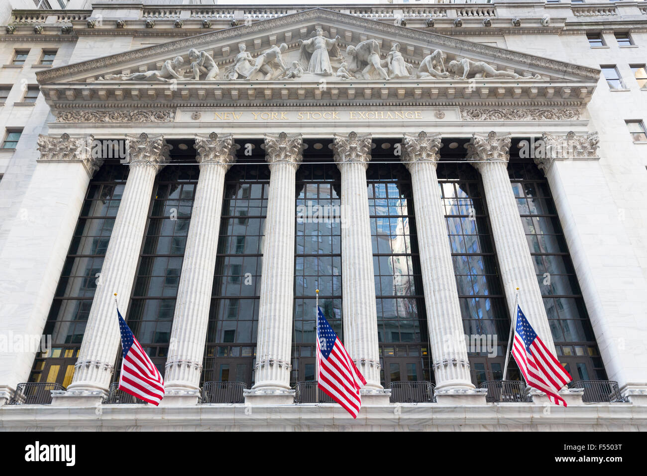 La Bourse de Wall Street et Broad Street, New York, USA Banque D'Images