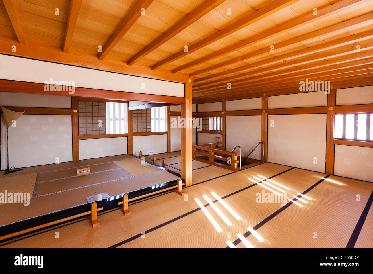 Le Japon, le Château de Tsuyama. Une reconstruction fidèle à l'Bitchu Yagura tourelle de la résidence du daimyo. Chambre au dernier étage, la résidence du Seigneur. Banque D'Images