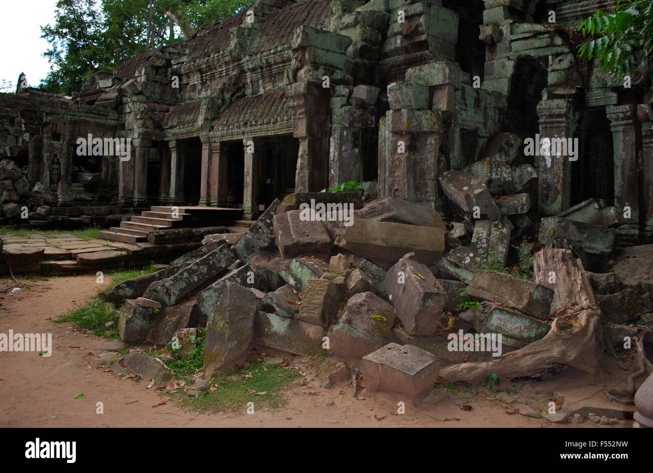 Ta Prohm temple, également connu sous le nom de Tomb Raider dans le complexe du temple d'Angkor, Cambodge Banque D'Images