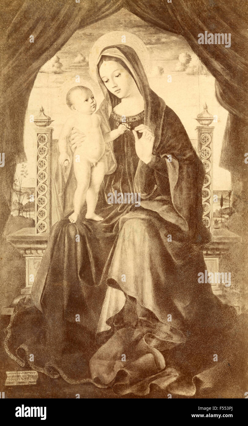 Art sacré : la Vierge et l'enfant par Antonello da Messina, Catane, Italie Banque D'Images