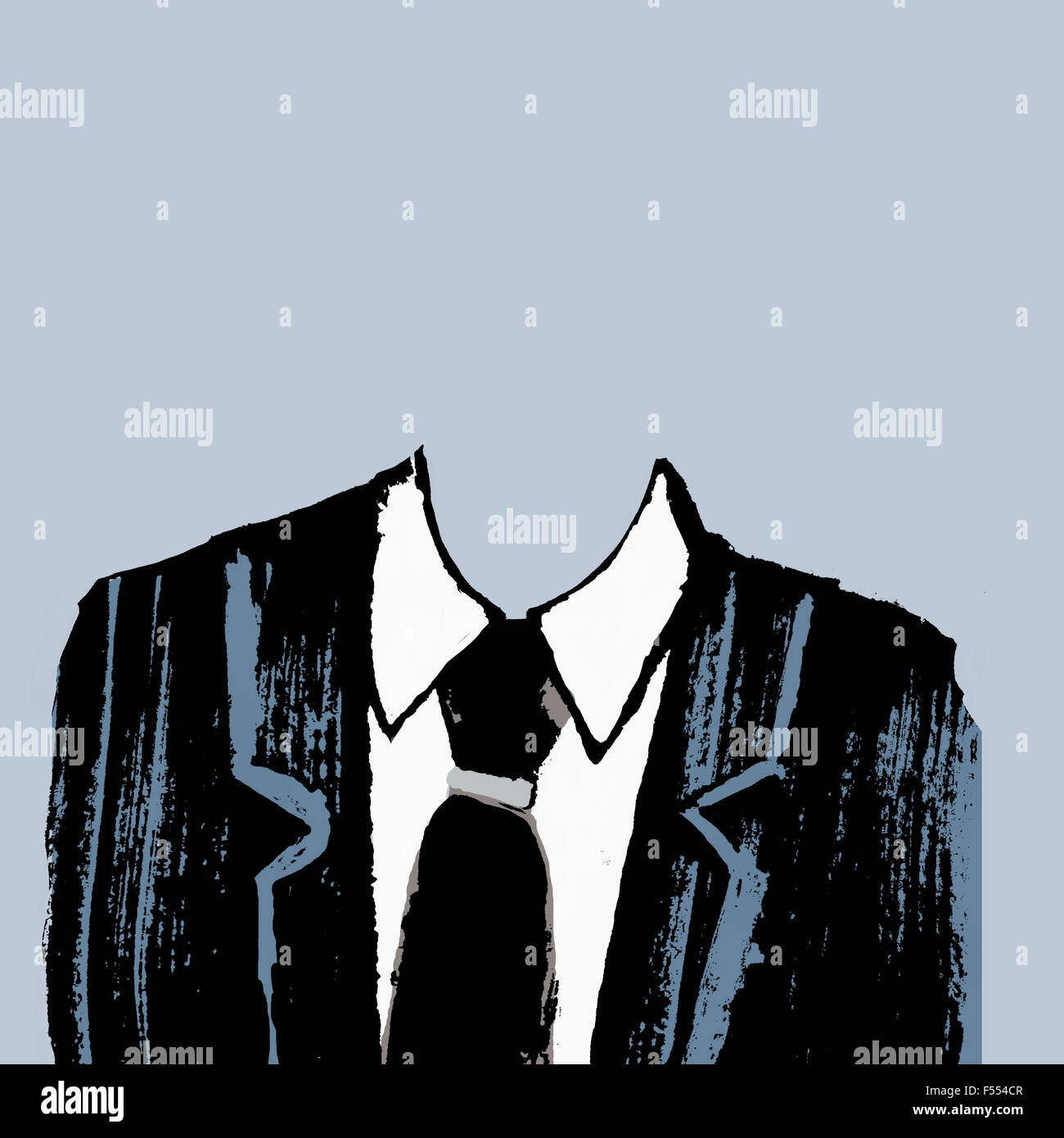 Illustration de l'homme sans tête à l'arrière-plan gris Banque D'Images