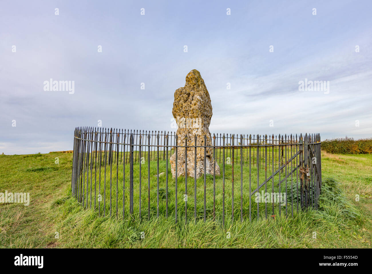 Le roi Pierre, une partie de l'Rollright Stones, pensée pour être une pierre tombale de l'âge du Bronze, Oxfordshire, England, UK Banque D'Images