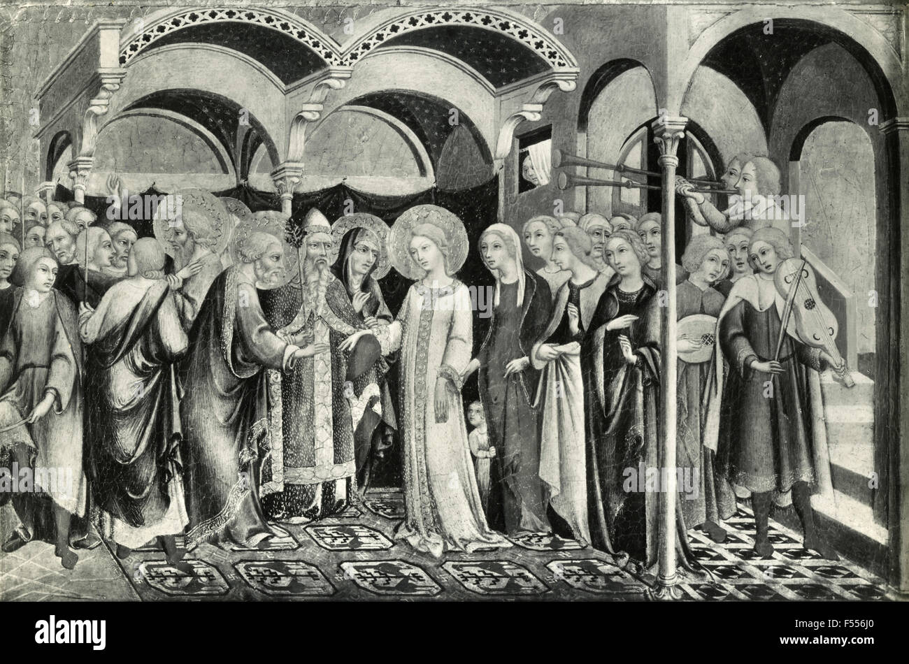 Galerie photo du Vatican : Le mariage de la Vierge, peint par Sano di Pietro Banque D'Images
