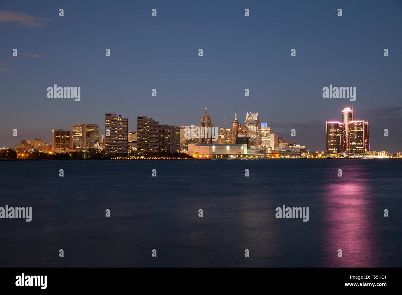 Ville de Detroit USA vue depuis Windsor Canada Banque D'Images