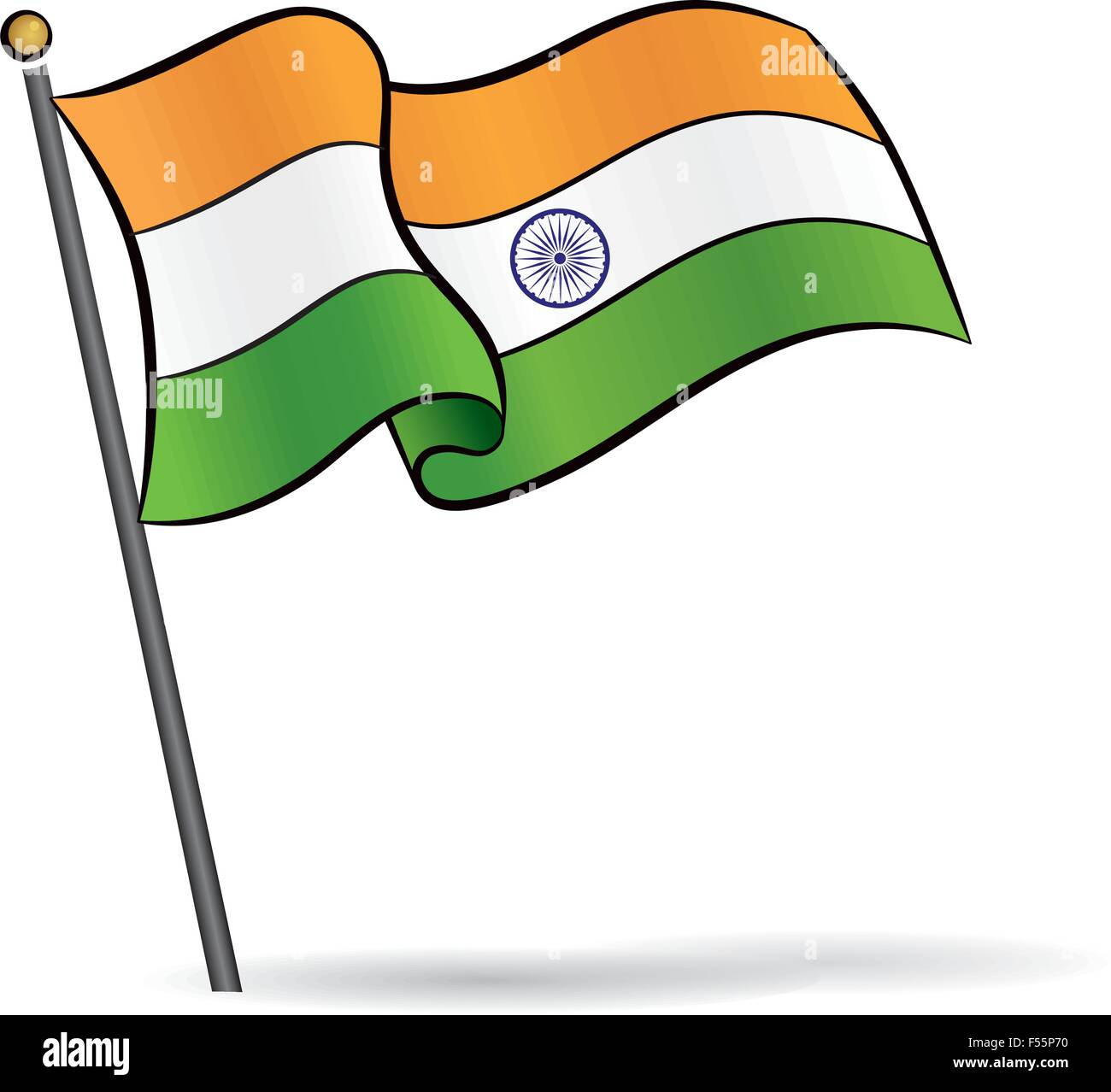 Brandir le drapeau indien sur le vent, Vector Illustration Illustration de Vecteur