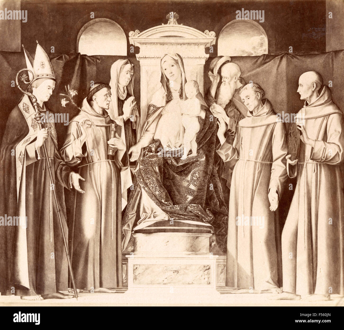 Académie de Venise : La Vierge et l'Enfant Jésus et divers saints, peint par Luigi Vivarini Banque D'Images