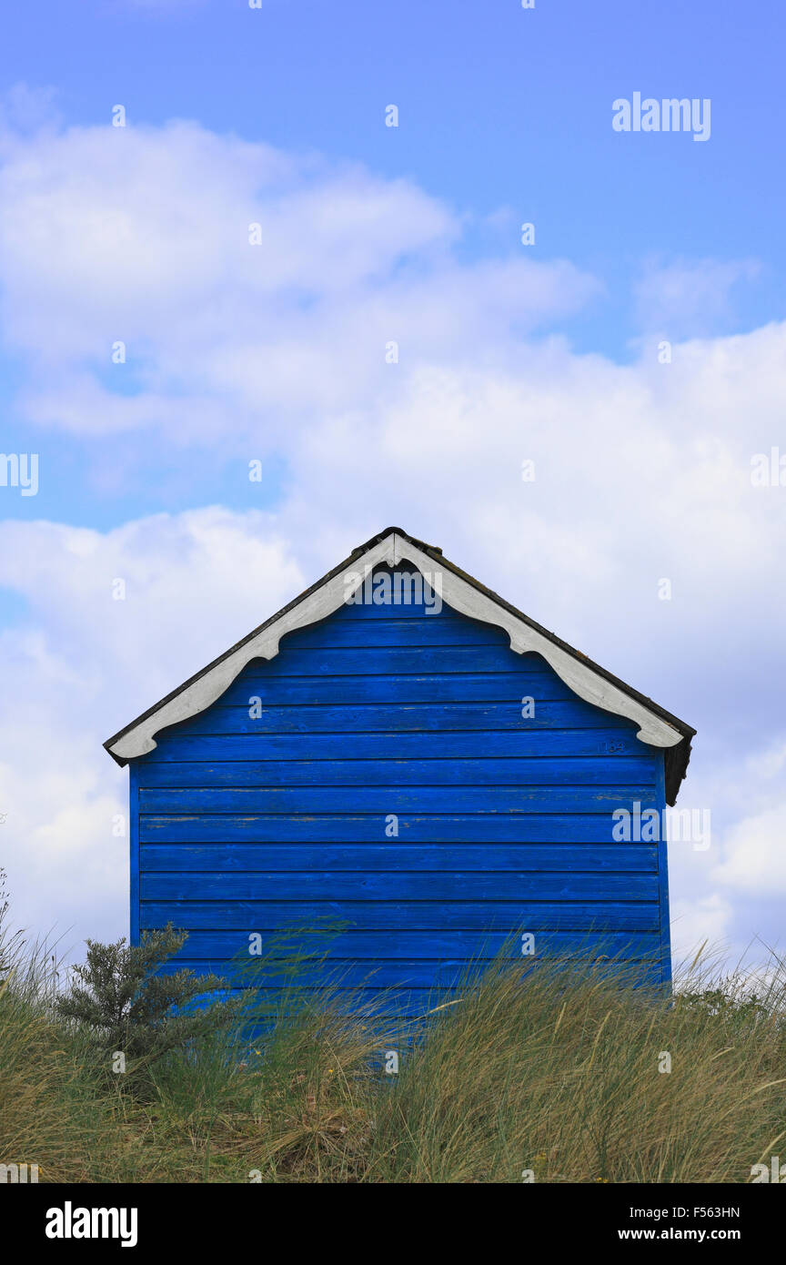 Blue Beach Hut à Old Hunstanton, Norfolk, Angleterre, Royaume-Uni. Banque D'Images