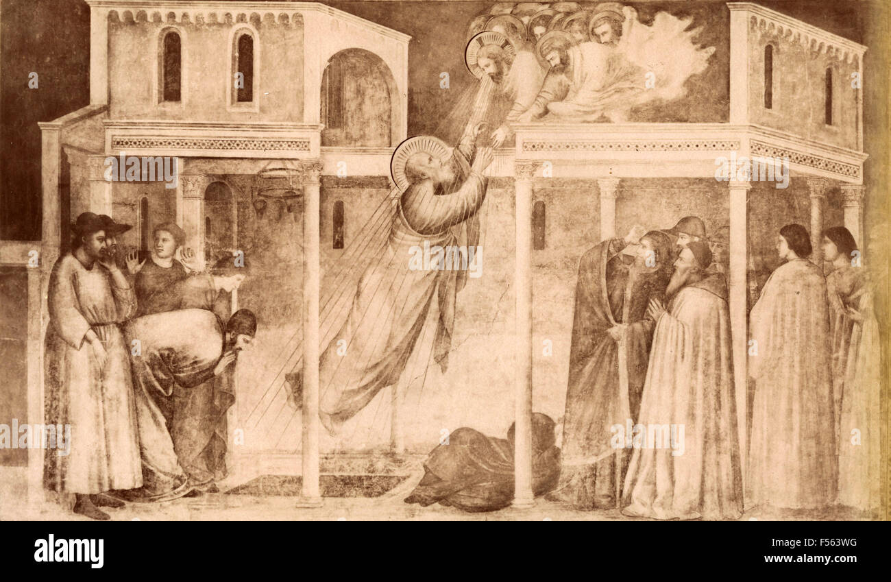 Église de S. Croce, Florence : Saint Jean Evangéliste monte au ciel, par Giotto Banque D'Images