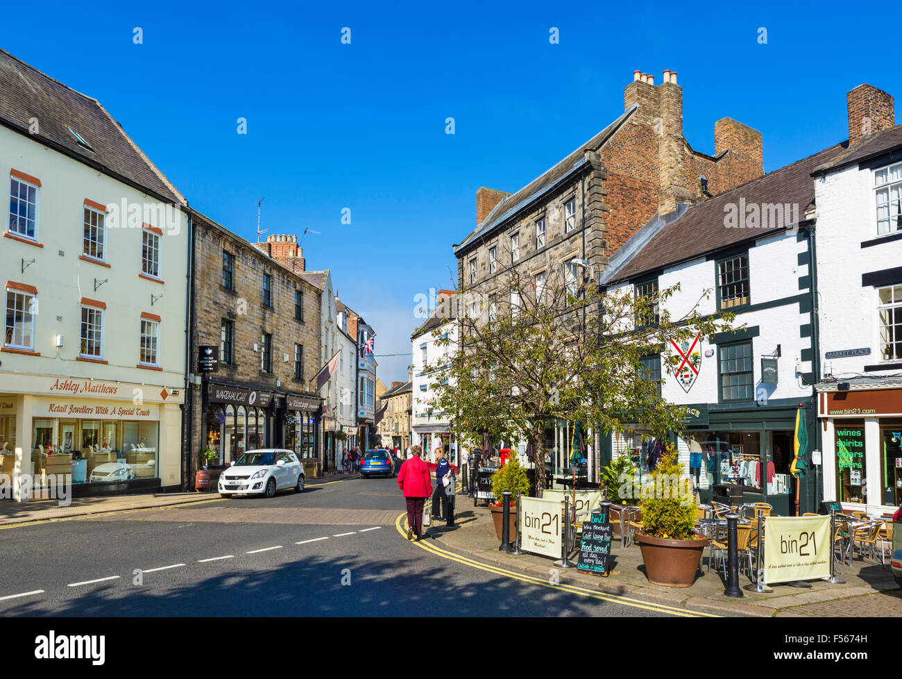 Place du marché dans le centre-ville, Hexham, Northumberland, England, UK Banque D'Images