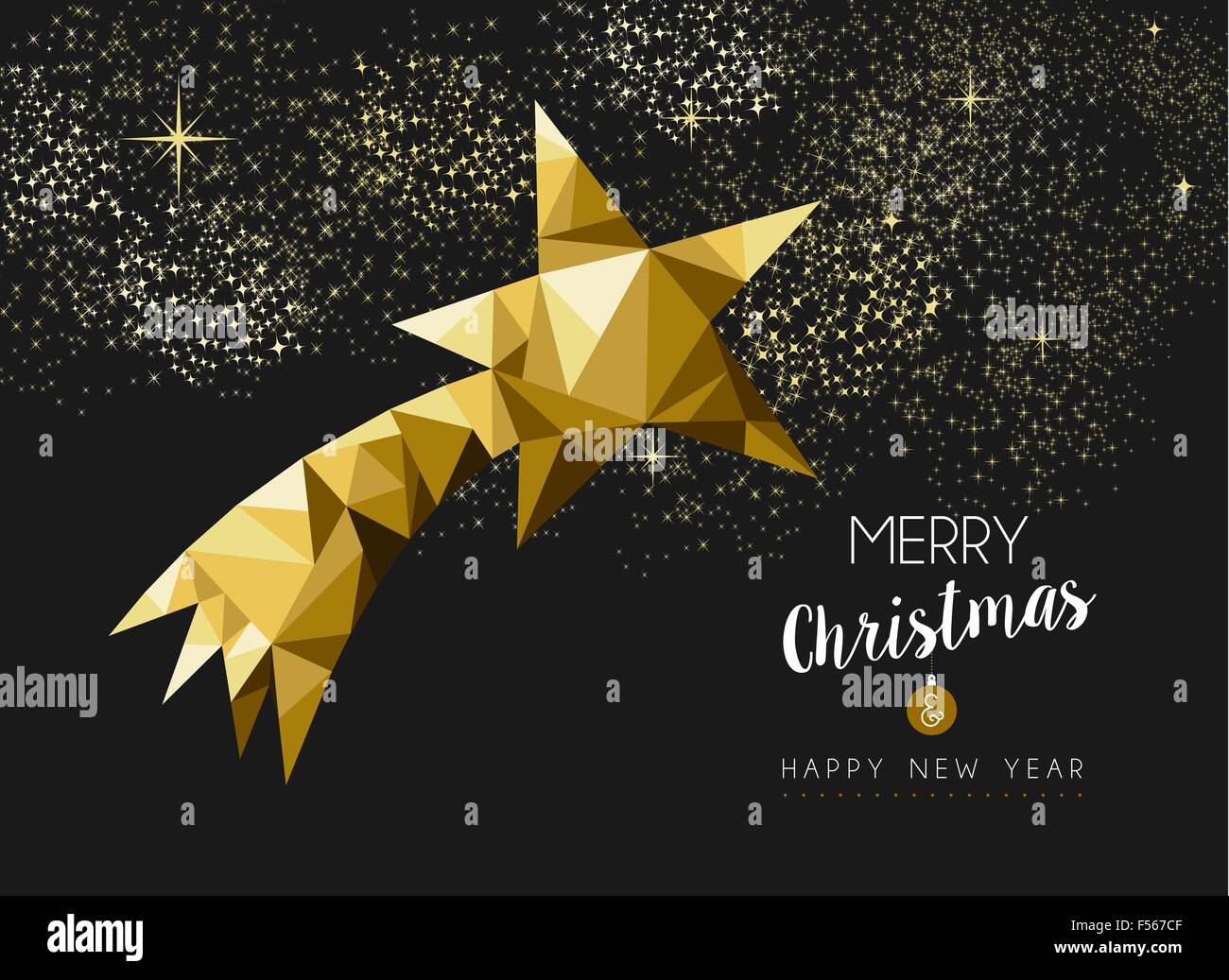 Joyeux Noël et bonne année plaqués or étoile filante dans hipster low poly  style triangle. Idéal pour les cartes de vœux de Noël Image Vectorielle  Stock - Alamy