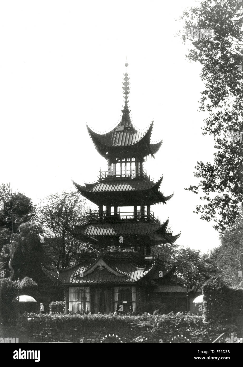 Une pagode à Tivoli, Copenhague, Danemark Banque D'Images