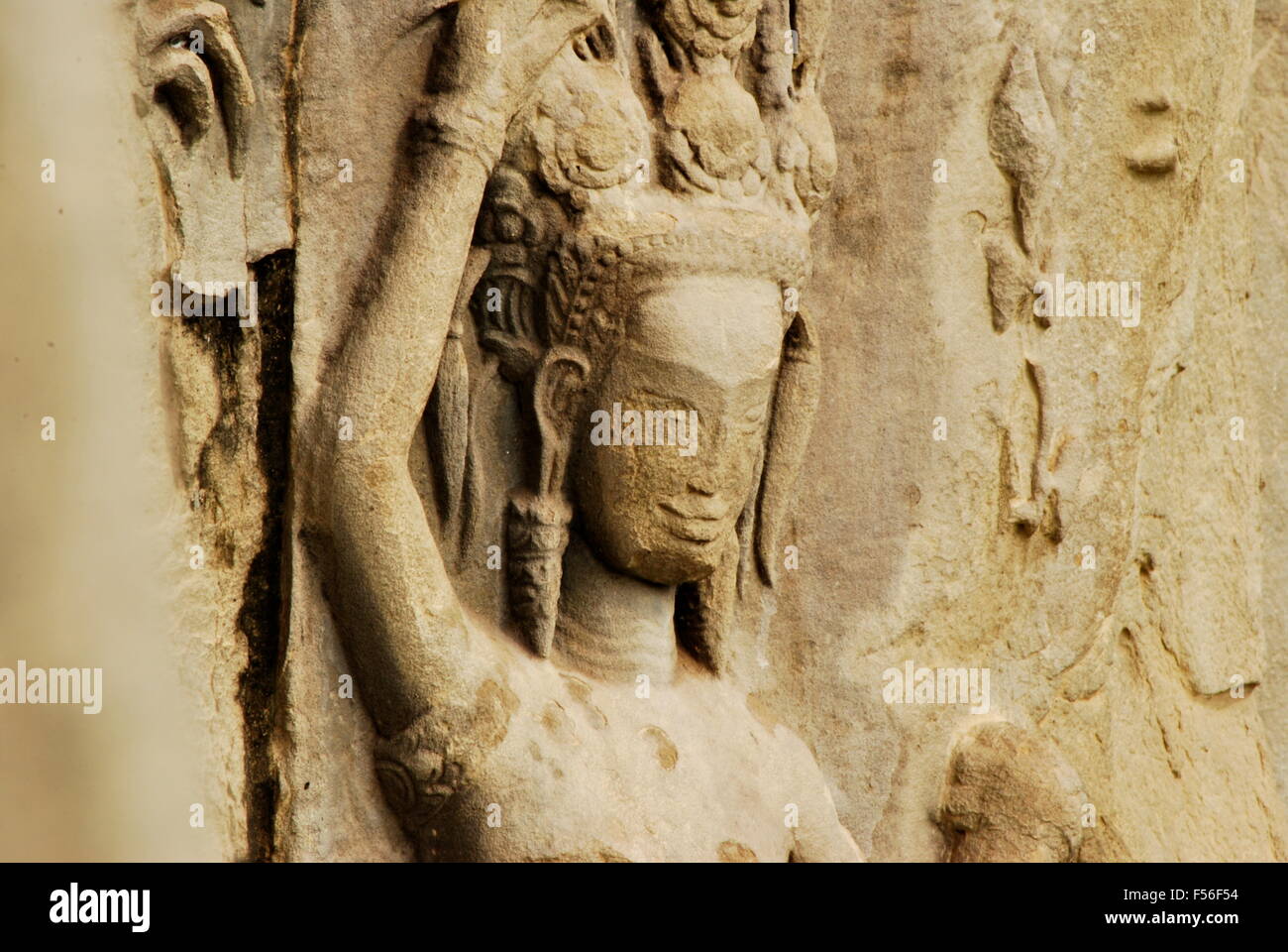 La sculpture de l'APSARA à Angkor Wat, Siem Reap, Cambodge Banque D'Images