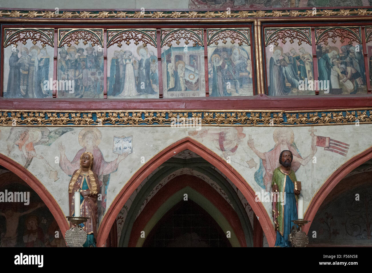 L'intérieur de la fresque médiévale Heiligen-Geist-Hospital, Lubeck, Allemagne Banque D'Images