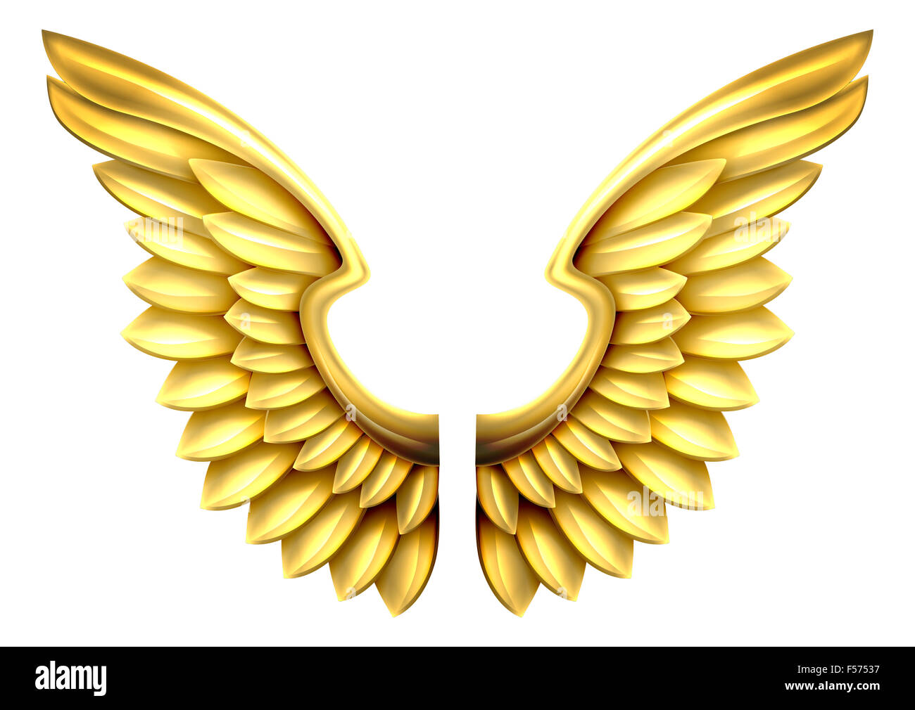 Une paire d'or ou métal brillant Golden Wings Banque D'Images