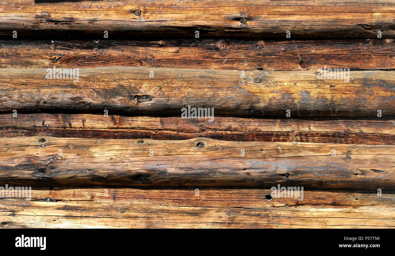 Détail du mur d'une maison en bois Banque D'Images