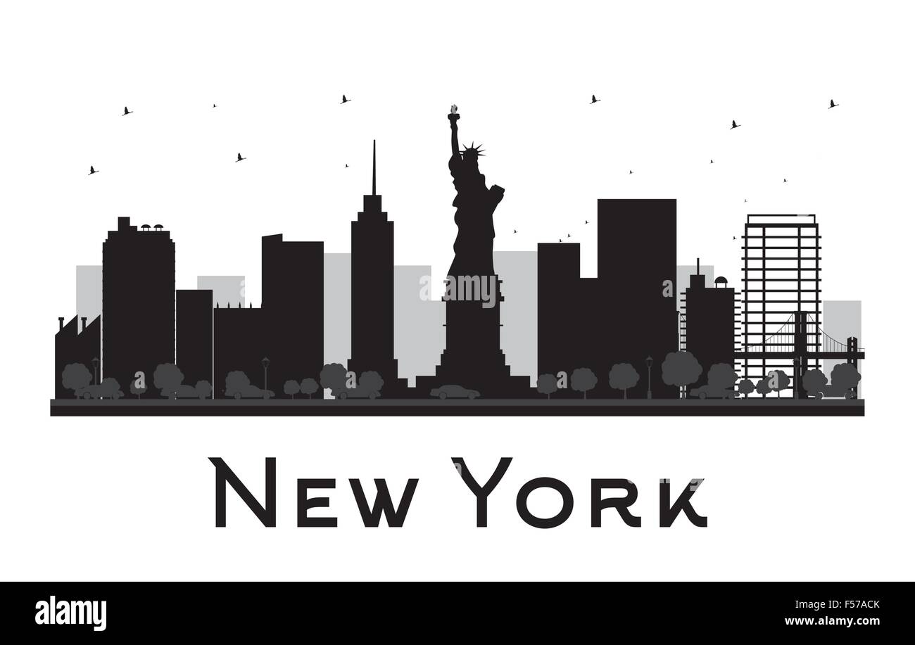 New York City skyline silhouette noir et blanc. Vector illustration. Concept pour le tourisme présentation, bannière, un placard ou web Illustration de Vecteur