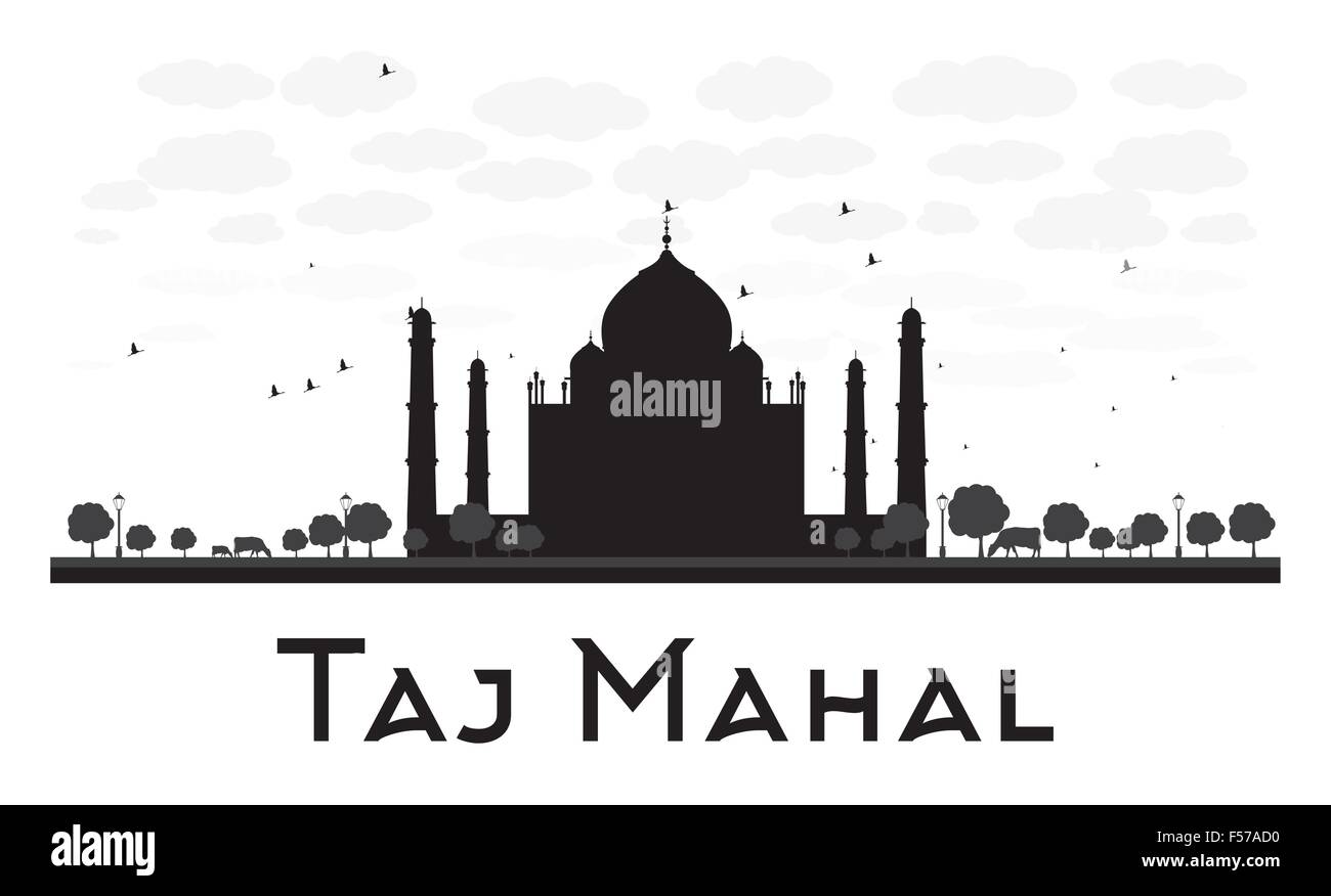 Taj Mahal skyline silhouette noir et blanc. Vector illustration. Concept simple pour le tourisme présentation, bannière, un placard Illustration de Vecteur