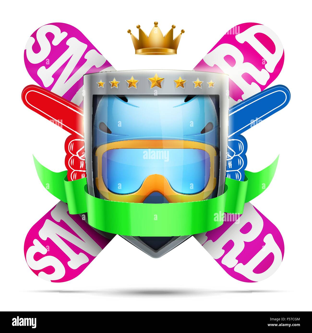 Étiquette pour sport d'hiver club ou événement. Design premium brillant. Vector Illustration de Vecteur