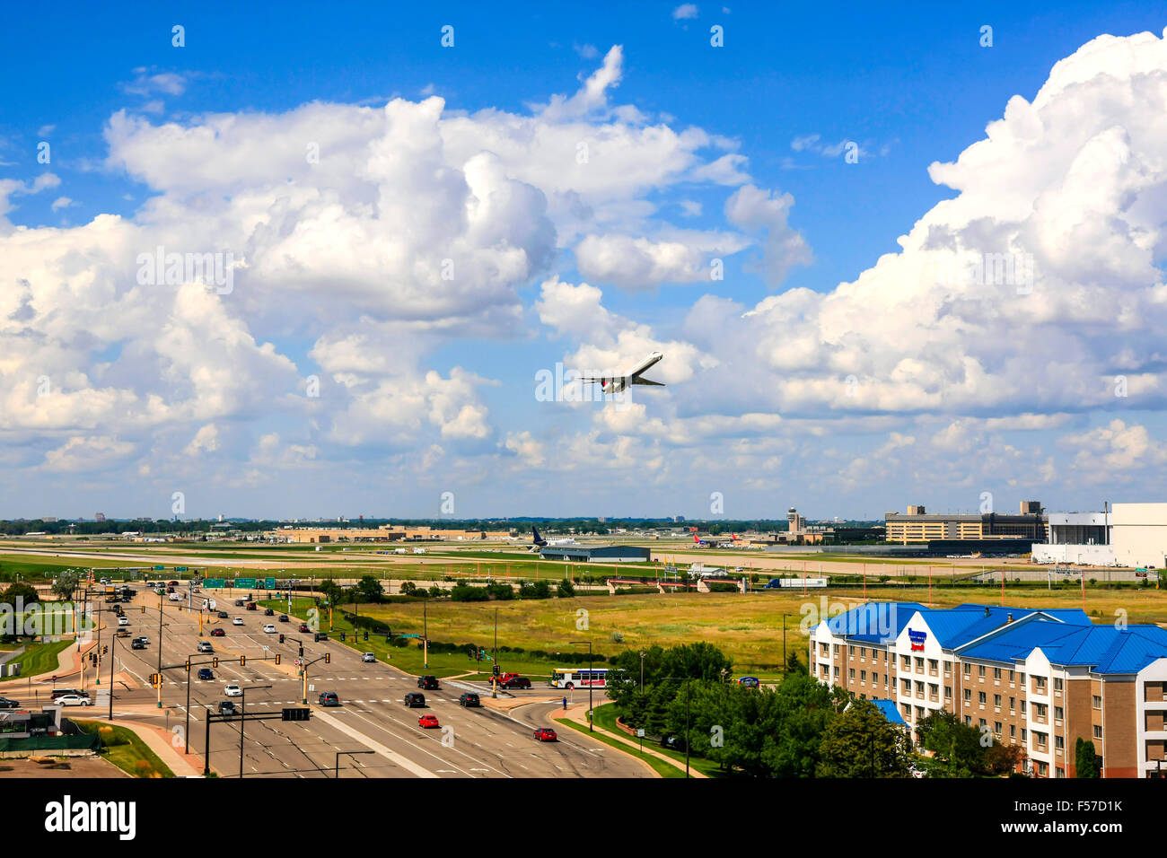 L'aéroport international de Minneapolis-St.Paul et ses environs Hôtels en Minnesota Banque D'Images