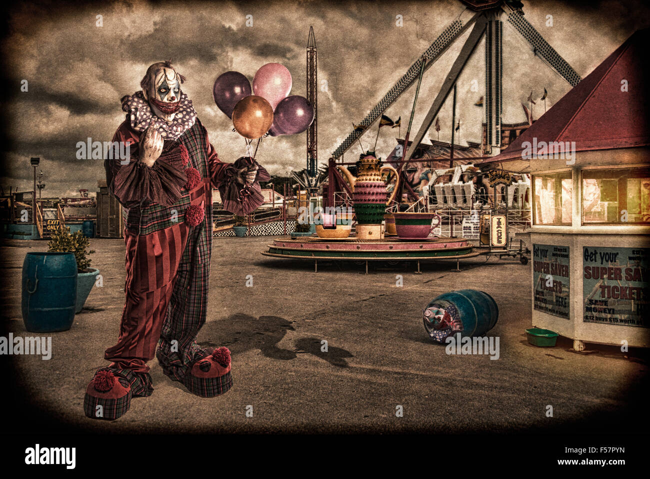 Scary/creepy clown à style vintage Banque D'Images