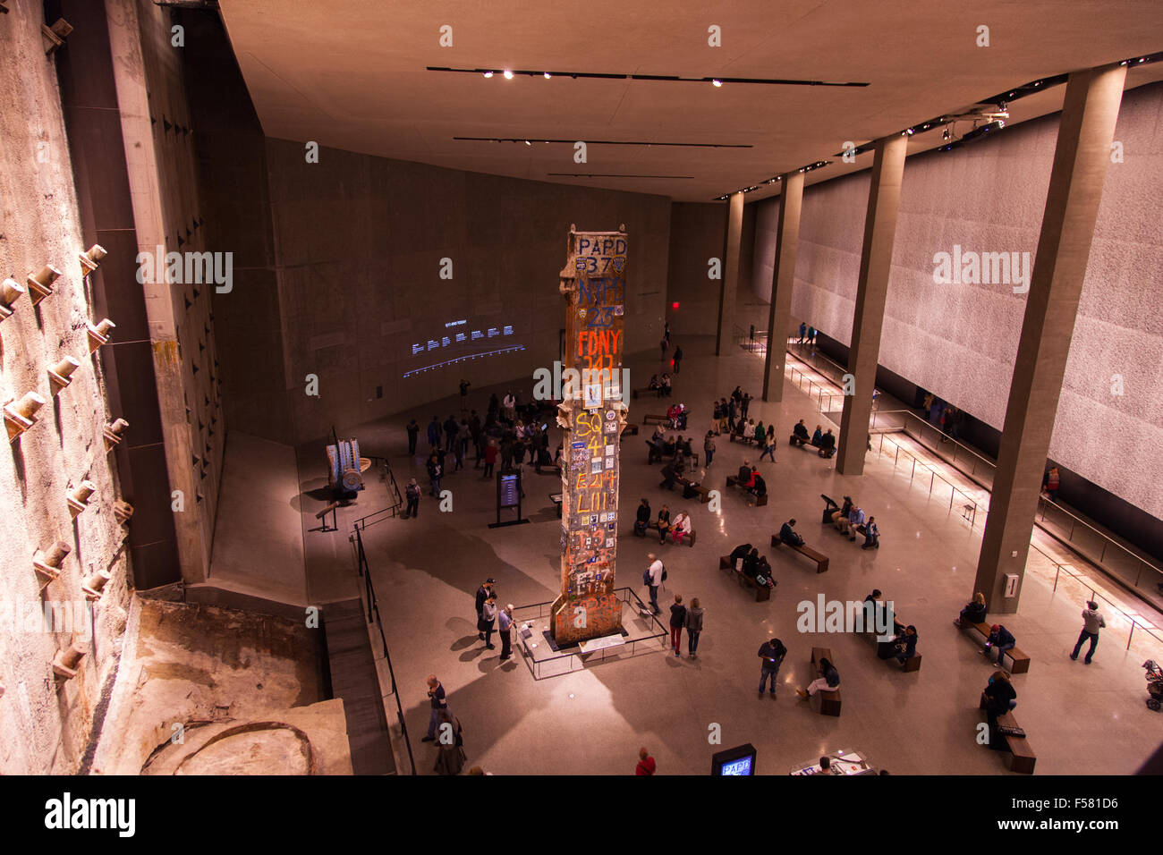 Dernière colonne de Ground Zero, 11 septembre National Memorial & Museum le 11 septembre 2001, New York City, États-Unis d'Amérique. Banque D'Images