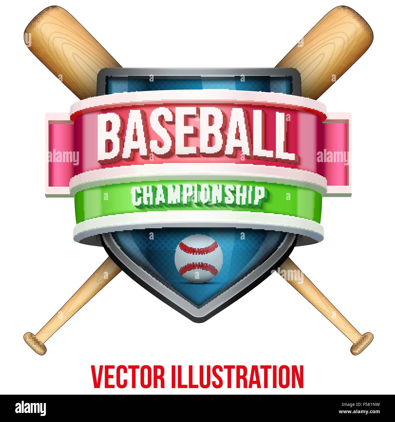 Étiquette pour la compétition sportive de baseball. Design premium brillant. Vector Illustration. Illustration de Vecteur