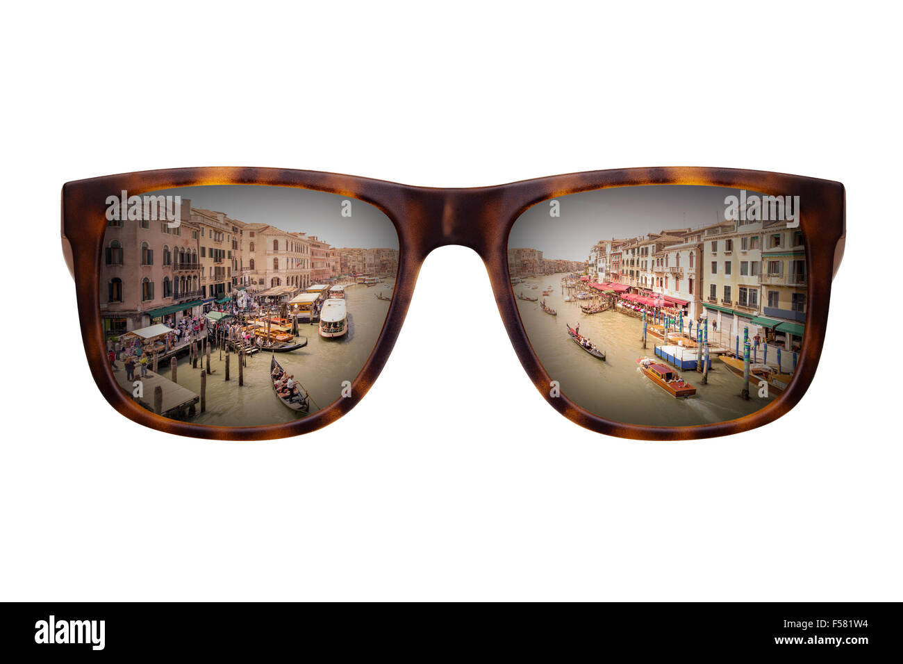 Lunettes de soleil avec un panorama magnifique de Venise Banque D'Images