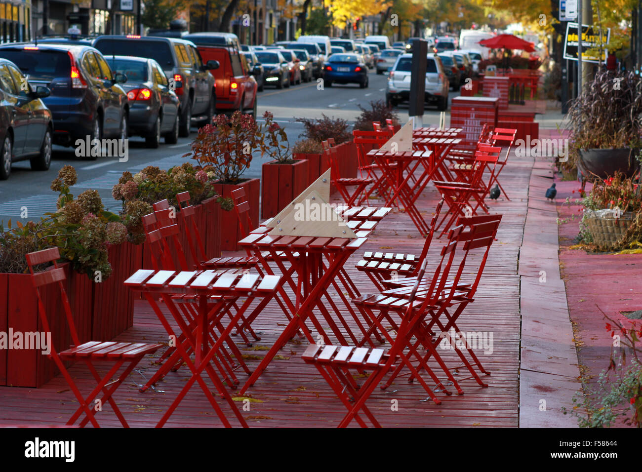 La rue Saint-Denis à Montréal, Québec. Banque D'Images